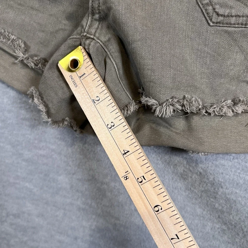 Judy Blue Women's Size 29 Cut Off Denim Shorts Frayed Hem Green‎ Olive Pockets